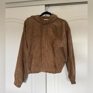 Camel corduroy cropped jacket with hood. Great condition!